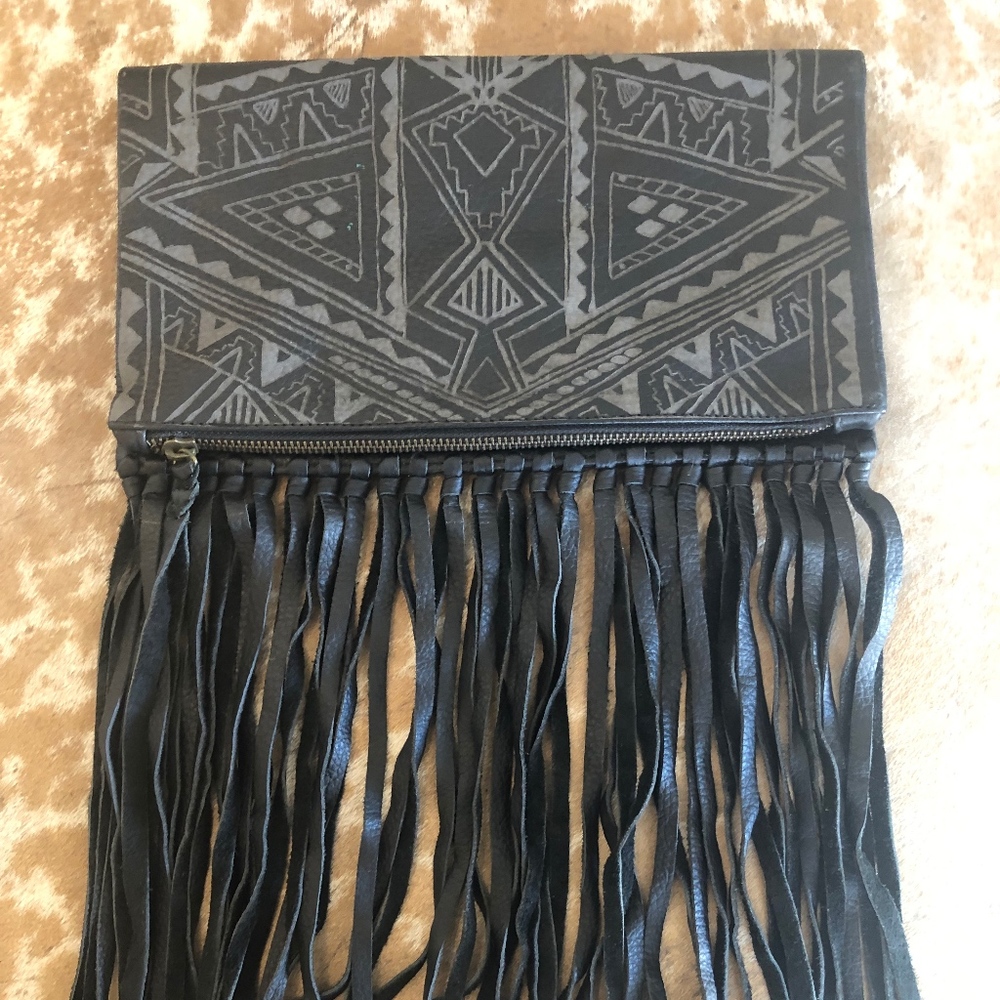Cleobella Black Leather Clutch